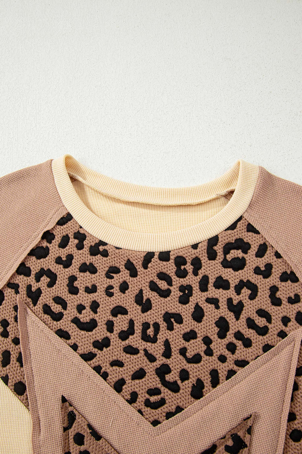 Leopard Star Colorblock Patchwork Textured Baggy Sweatshirt