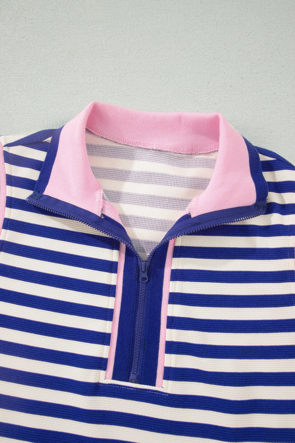 Stripe Textured Zip Collar Top & Skort Set