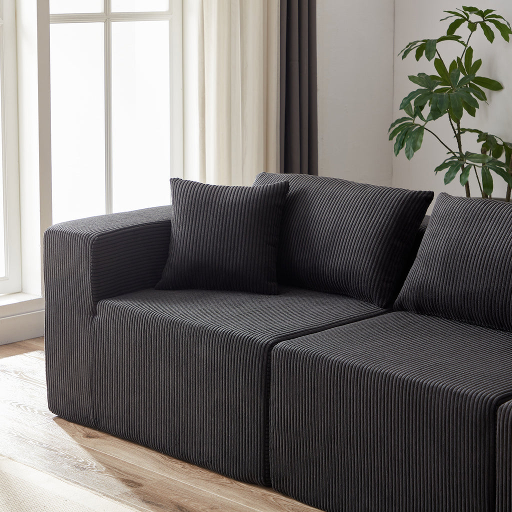 104-Inch Corduroy  Modular L Shaped Sectional Sofa,Luxury Floor Couch Set,Upholstered Indoor Furniture,Foam-Filled Compressed Sofa for Living Room,Bedroom,4 PC Free Combination