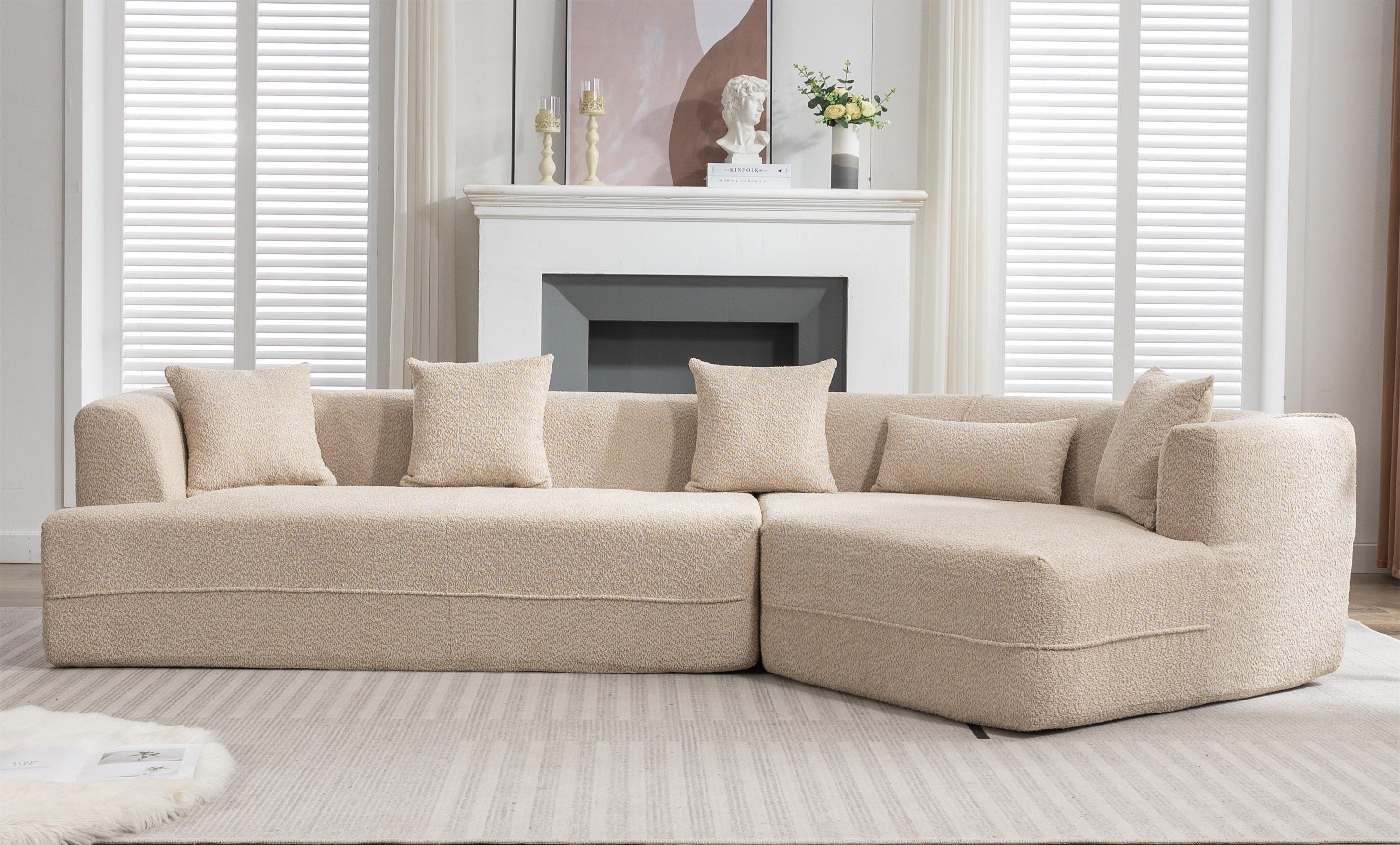 [VIDEO PROVIDED][ New And Upgraded Extended Edition]Modular sofa , modern minimalist style sofa,  upholstered ,  free combination, round fiber fabric, anti-wrinkle fabric,Dimension extension,Brown
