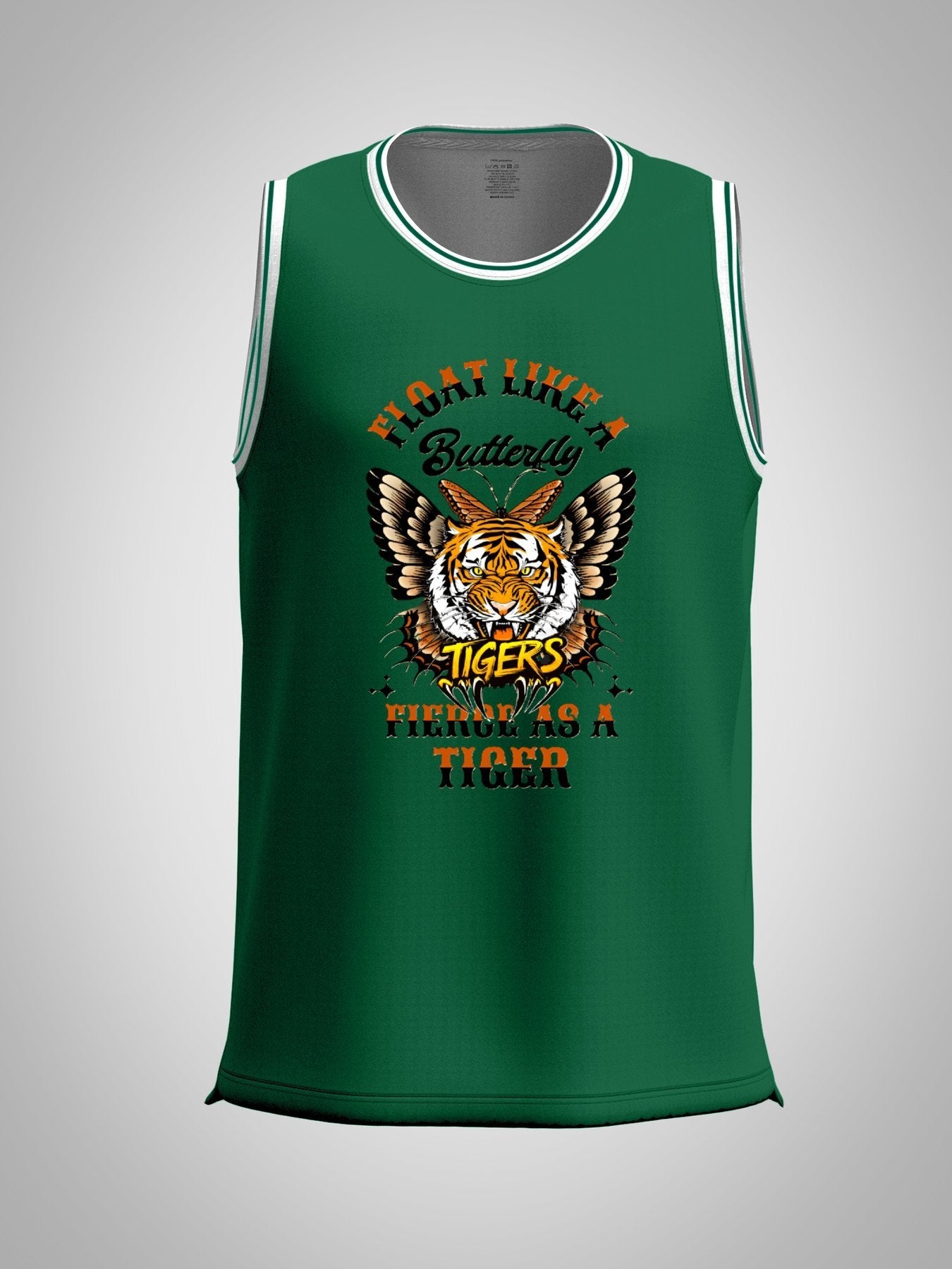 Float Like a Butterfly Fierce as a Tiger Adult Green Basketball Jersey | Ships From USA