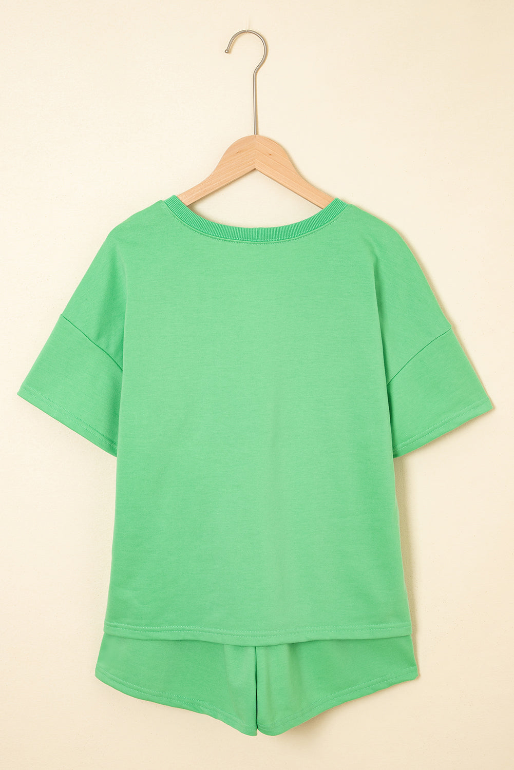 Women's V-neck Drop Shoulder Tee and Drawstring Shorts Set