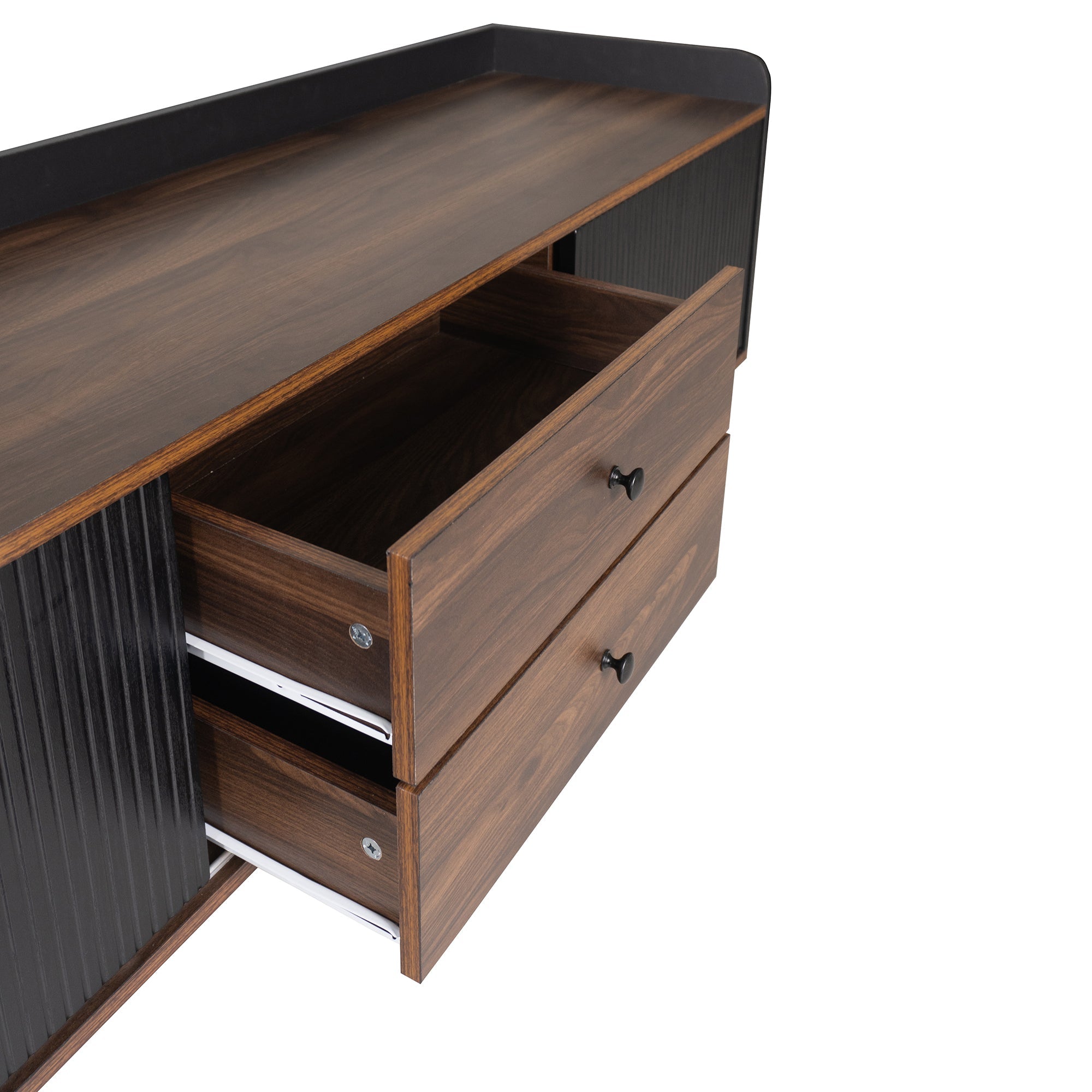 63'' Mid Century TV Stand with 2 Cabinets&  Open Compartments, Entertainment Center for TVs up to 70'', Television Console for Living Room, Bedroom, Home Theatre