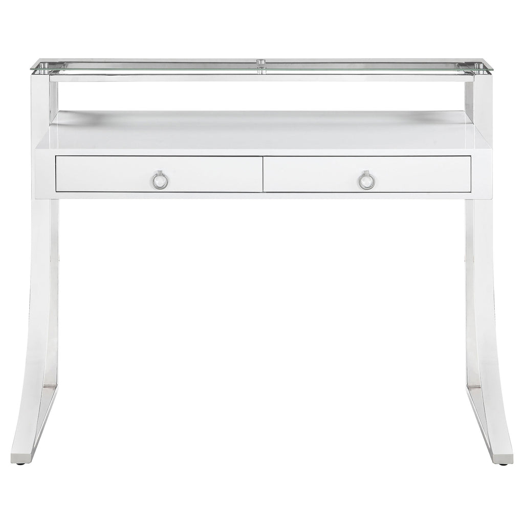 Serrano White High Gloss 2-Drawer Writing Desk