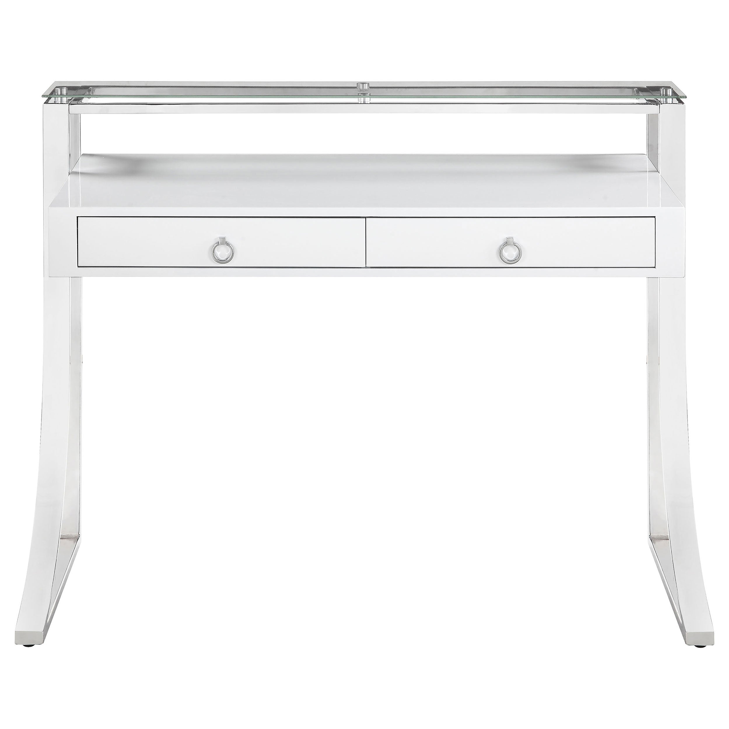 Serrano White High Gloss 2-Drawer Writing Desk