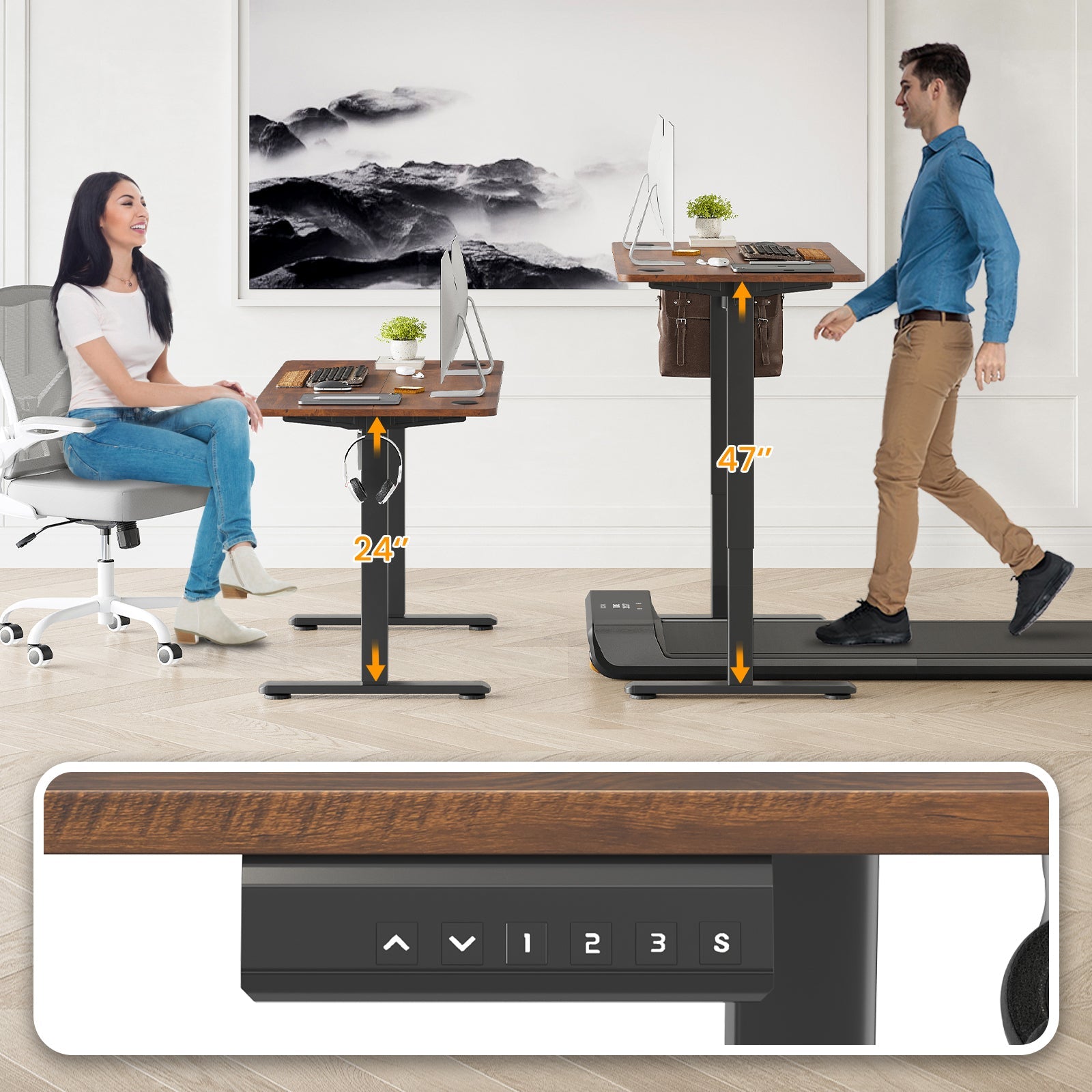 STARY Electric Standing Desk Adjustable Height Sit Stand Home Office Desk with Splice Board