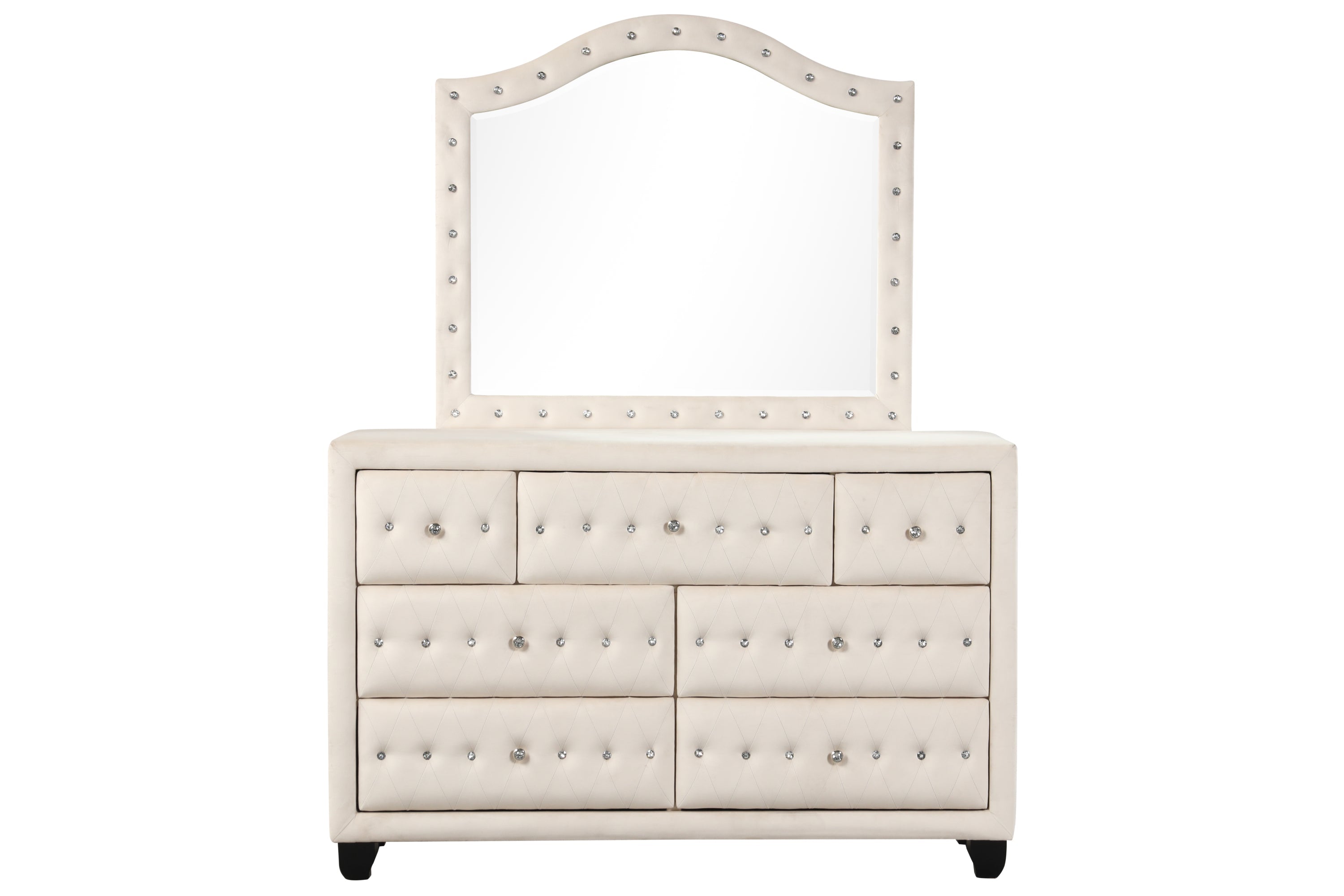 HAZEL Modern Style Queen 5PC  Bedroom Set with USB Ports & Made with Wood in Cream(NJ INVENTORY)