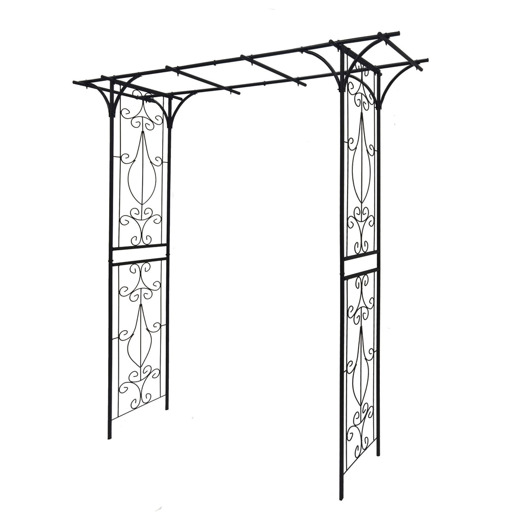 Metal Garden Arch Climbing Plants Support Rose Arch Outdoor - Black
