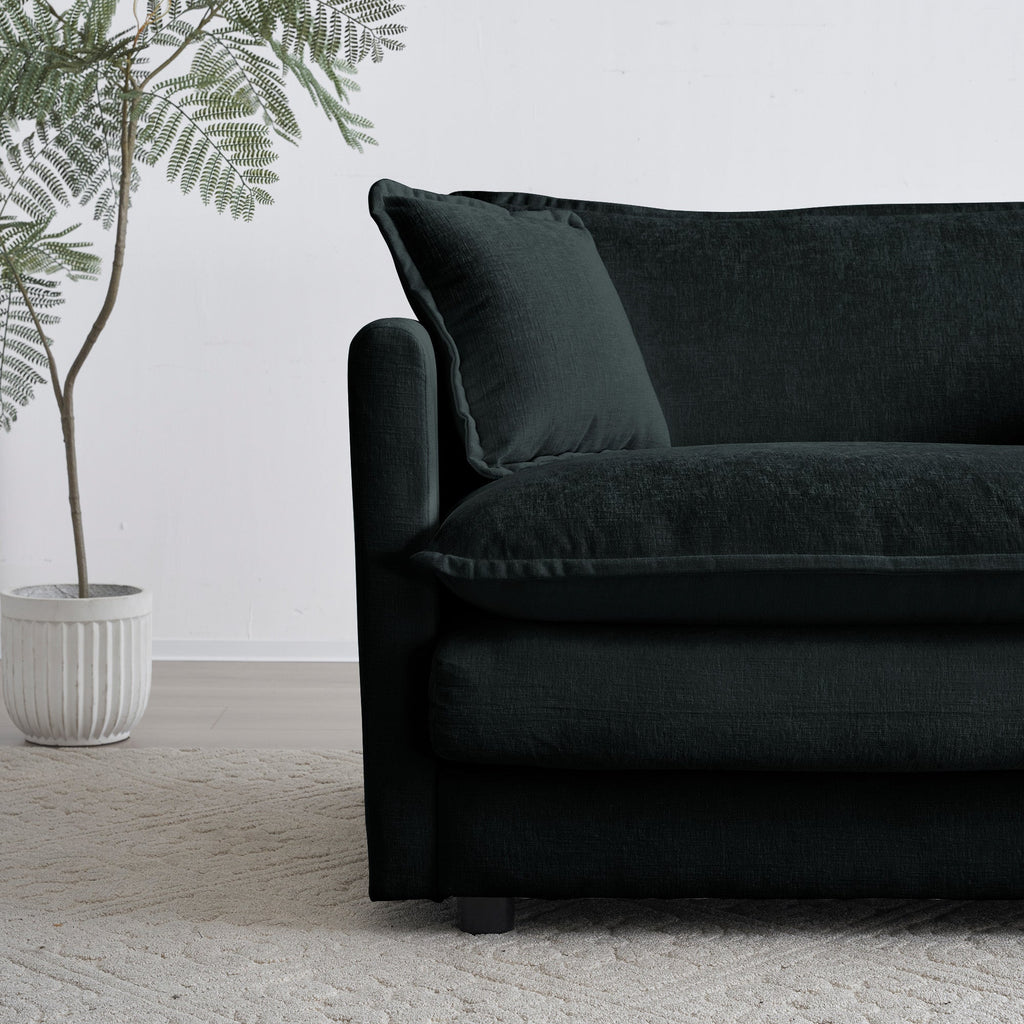 Modern Sofa Couch, 3 Piece Set Extra Deep Seat Sectional Sofa for Living Room, Oversized Sofa, 3 Seat Sofa, Loveseat and Single Sofa, Black Chenille