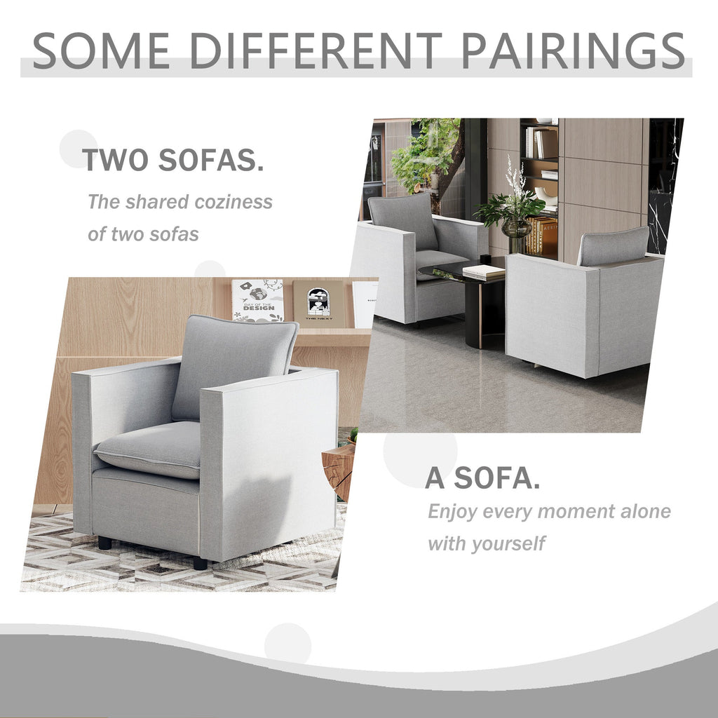Decorative chair, comfortable gray single sofa chair, soft breathable seat cushion, soft cushion armchair, modern comfortable sofa chair in bedroom/corner/reading room