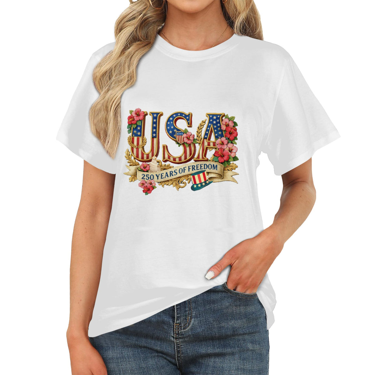 Patriotic USA 250 Years of Freedom Women's T-Shirt | Ships from USA