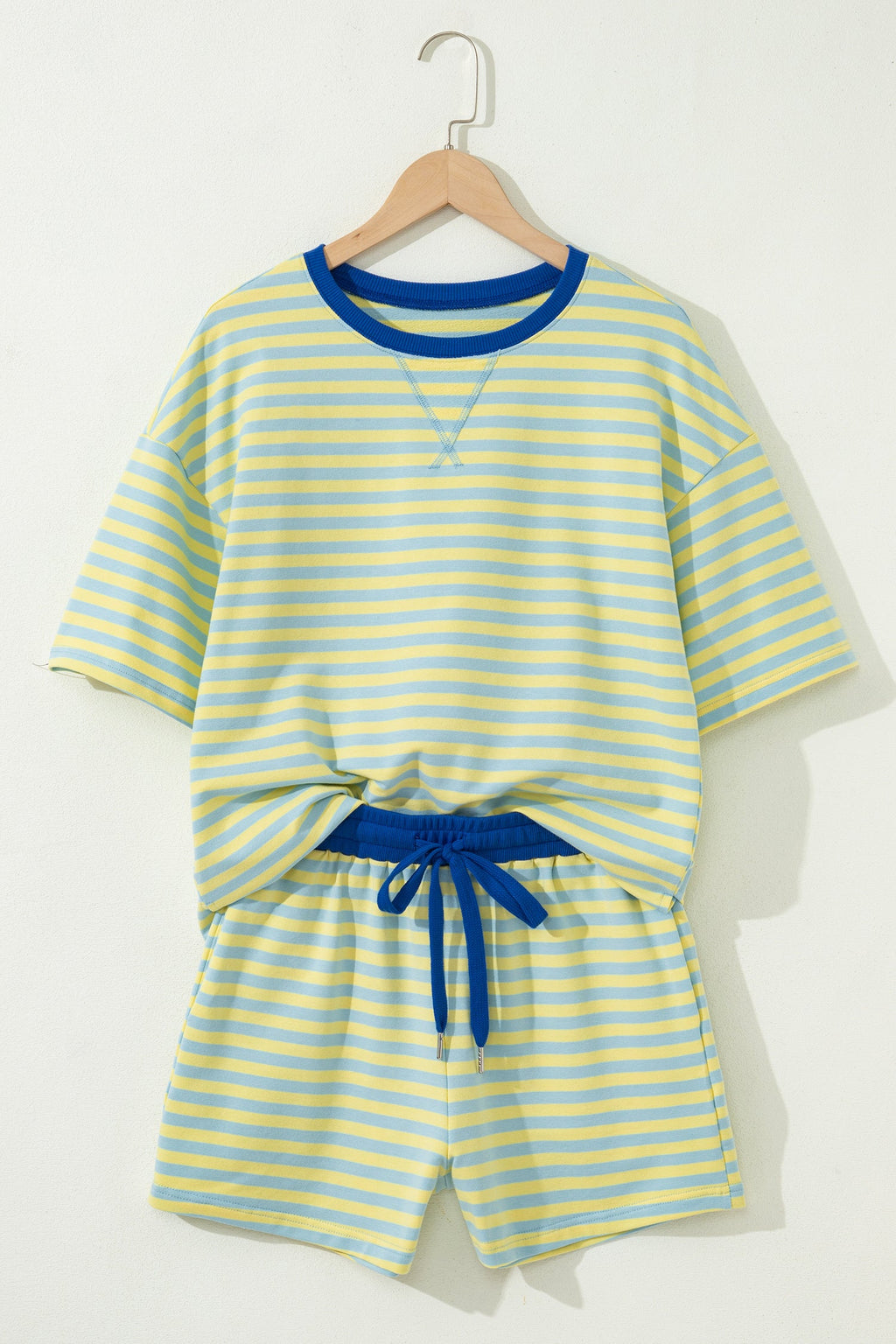 Stripe Terry Knit Top & Shorts Set