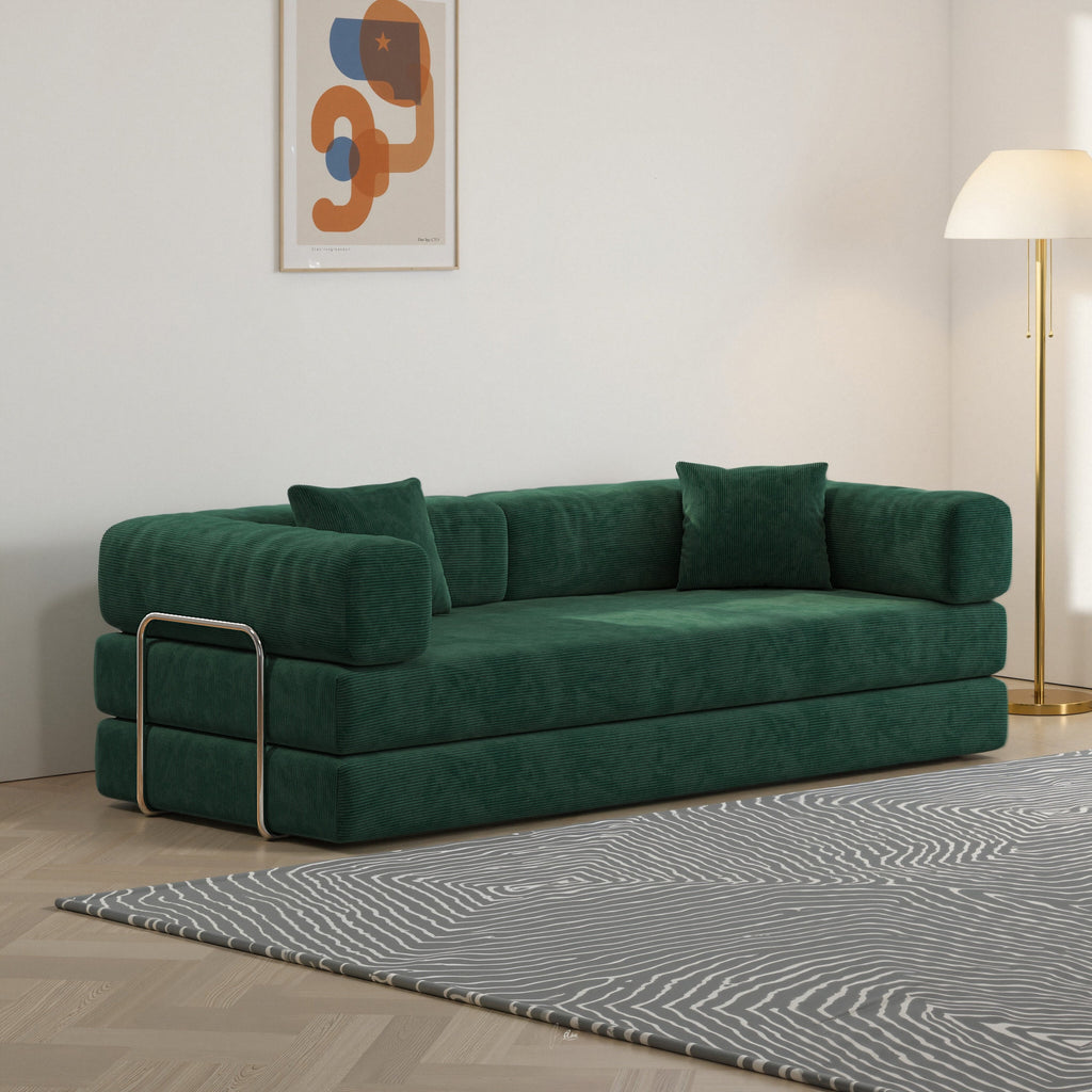 78.8inch  Modular Sectional Sofa, Convertible Pudding Block Sofa, Floor Standing Sofa Bed Arm Comfort Sofa Bed, Compression Sofa for Living Room and Bedroom -  (Green)