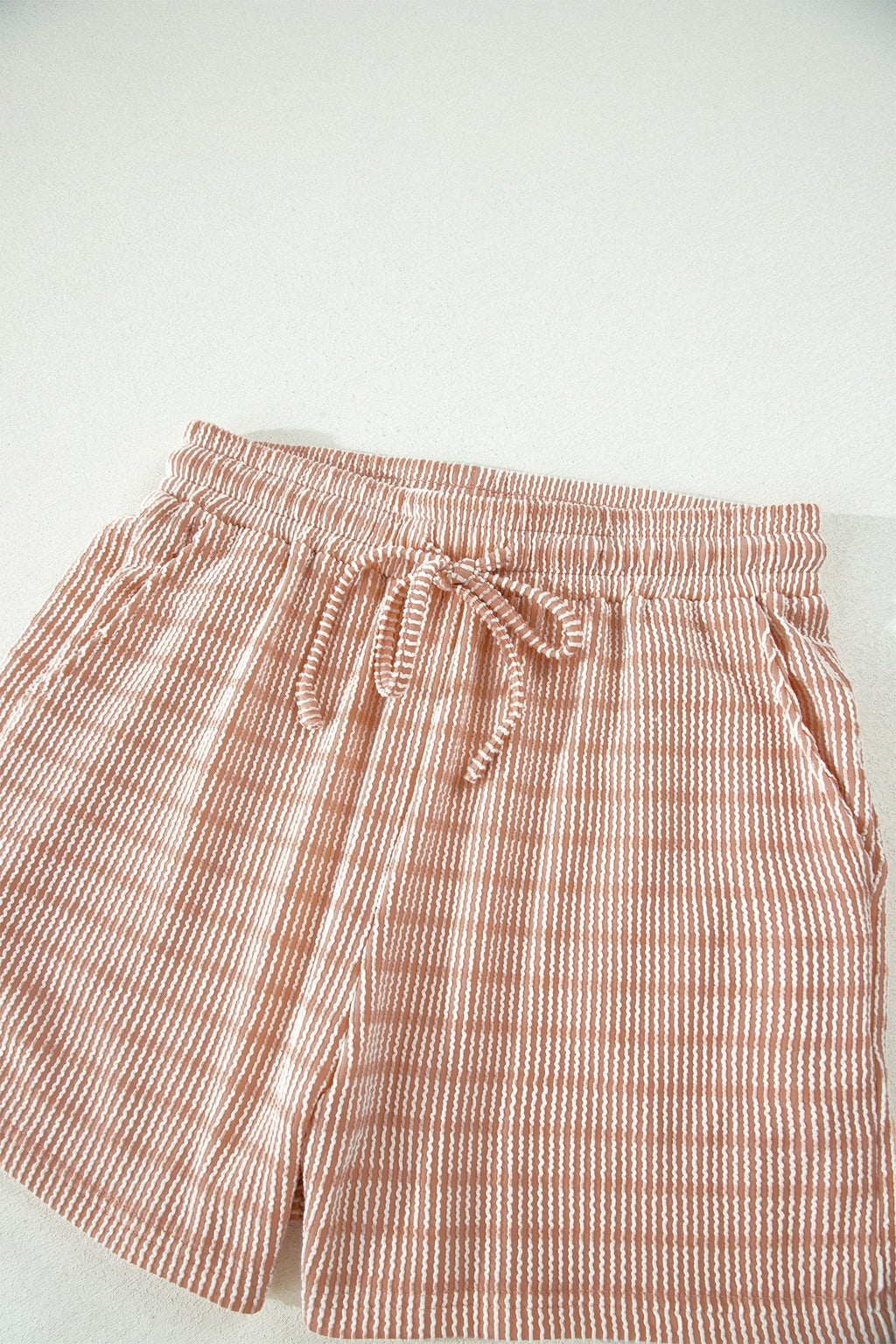 Stripe Corded Knit Tee & Drawstring Short Set