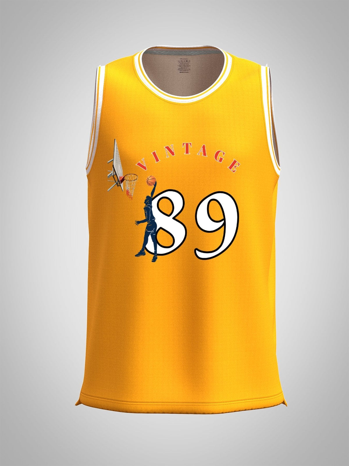 Vintage 89 Adult Yellow Basketball Jersey | Ships From USA