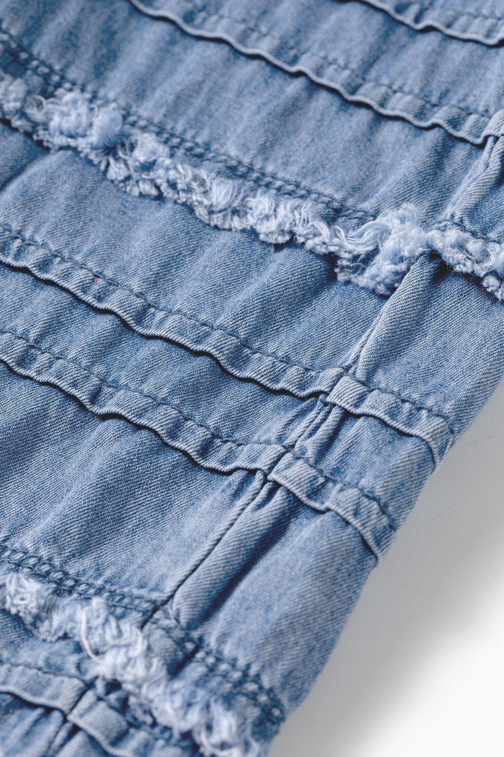 Plus Size Tiered Raw Edge Ruffle Denim Pants