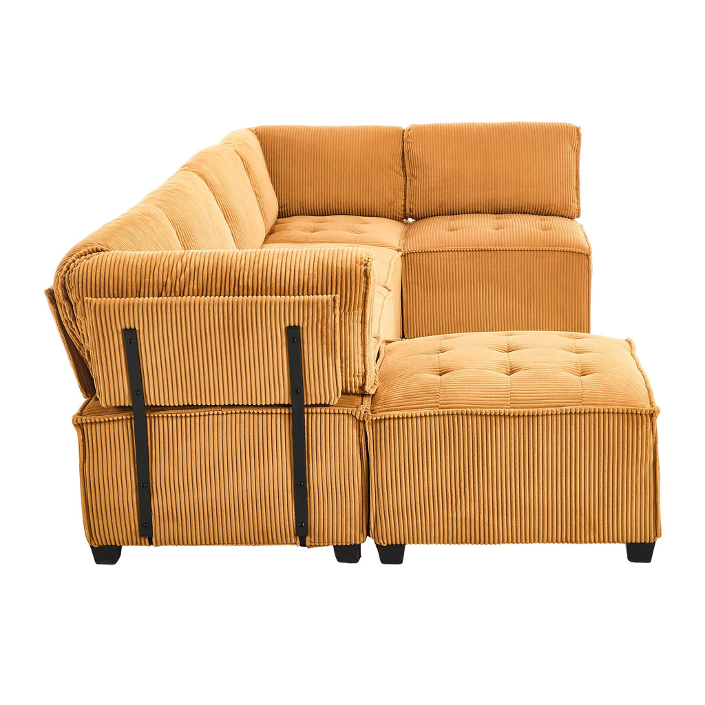 UNITED WE WIN Modular Sectional Sofa U Shaped Modular Couch with Reversible Chaise Modular Sofa Sectional Couch,6- Seat Convertible Sofa,Fit for Living Room