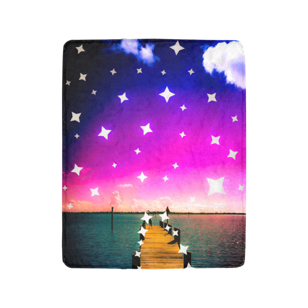 Ombre Purple Starry Night Ultra-Soft Micro Fleece Blanket 40" x 50" (Made in USA)
