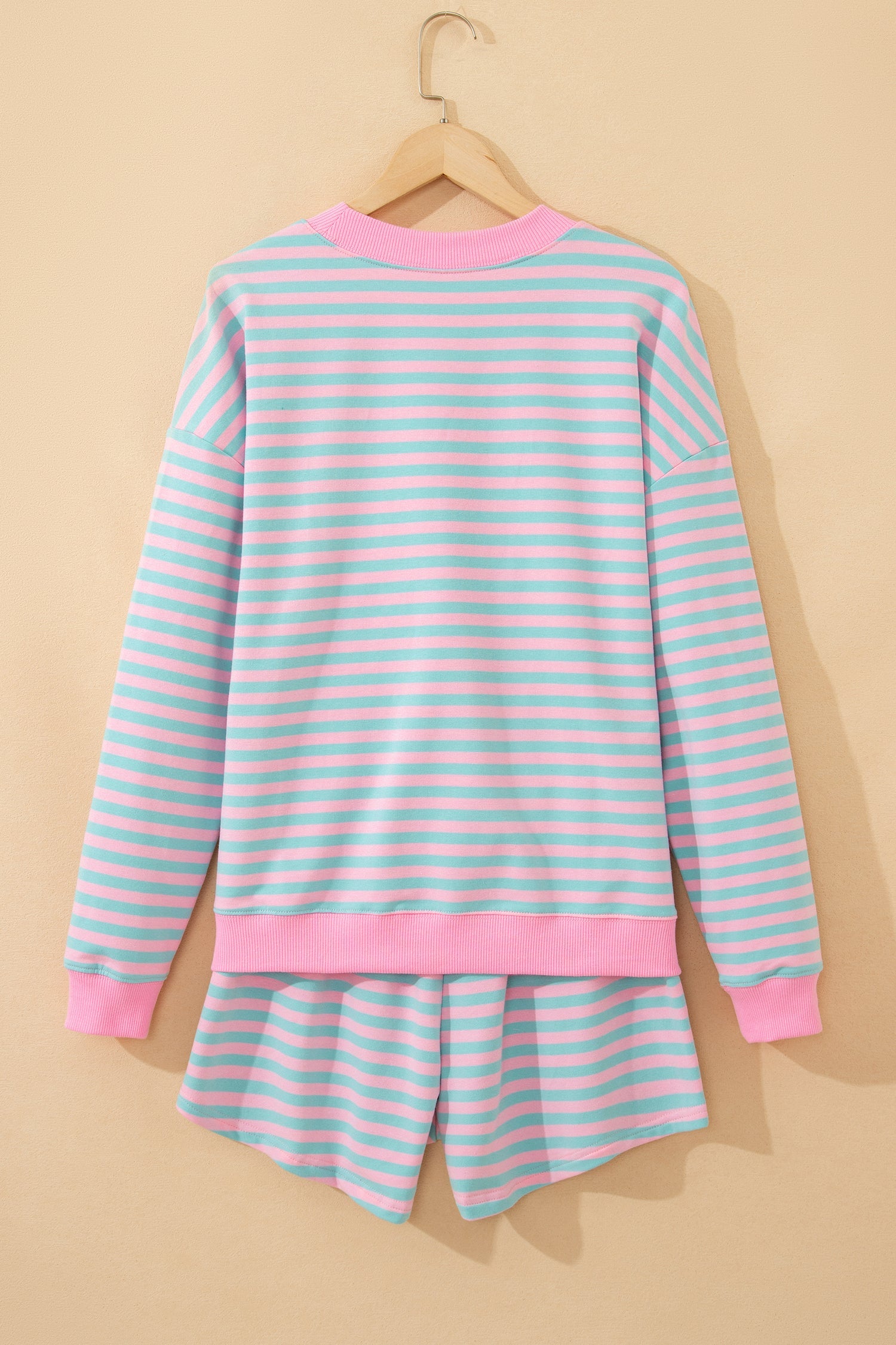 Stripe Colorblock Pullover & Pull-On Shorts Set