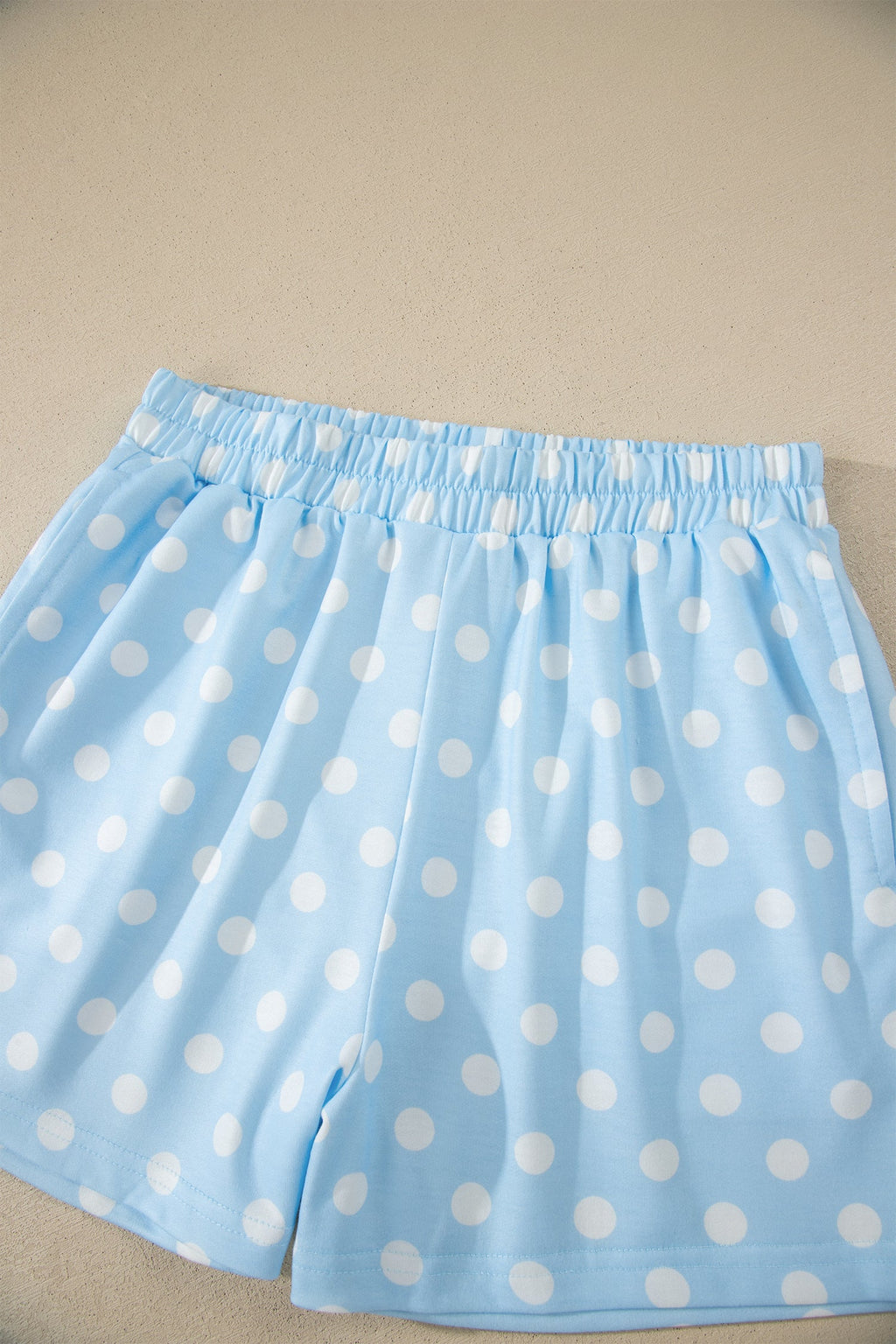 Polka Dot Colorblock Mock Neck & Shorts Set