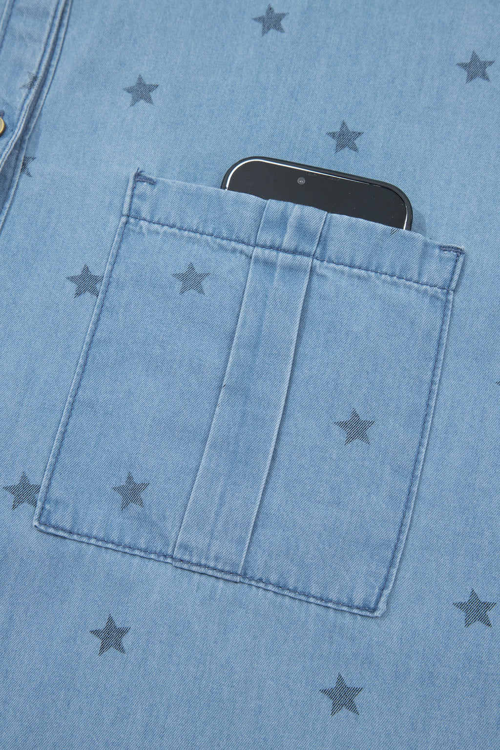 Star Denim Double Chest Pocket Short Sleeve Shirt