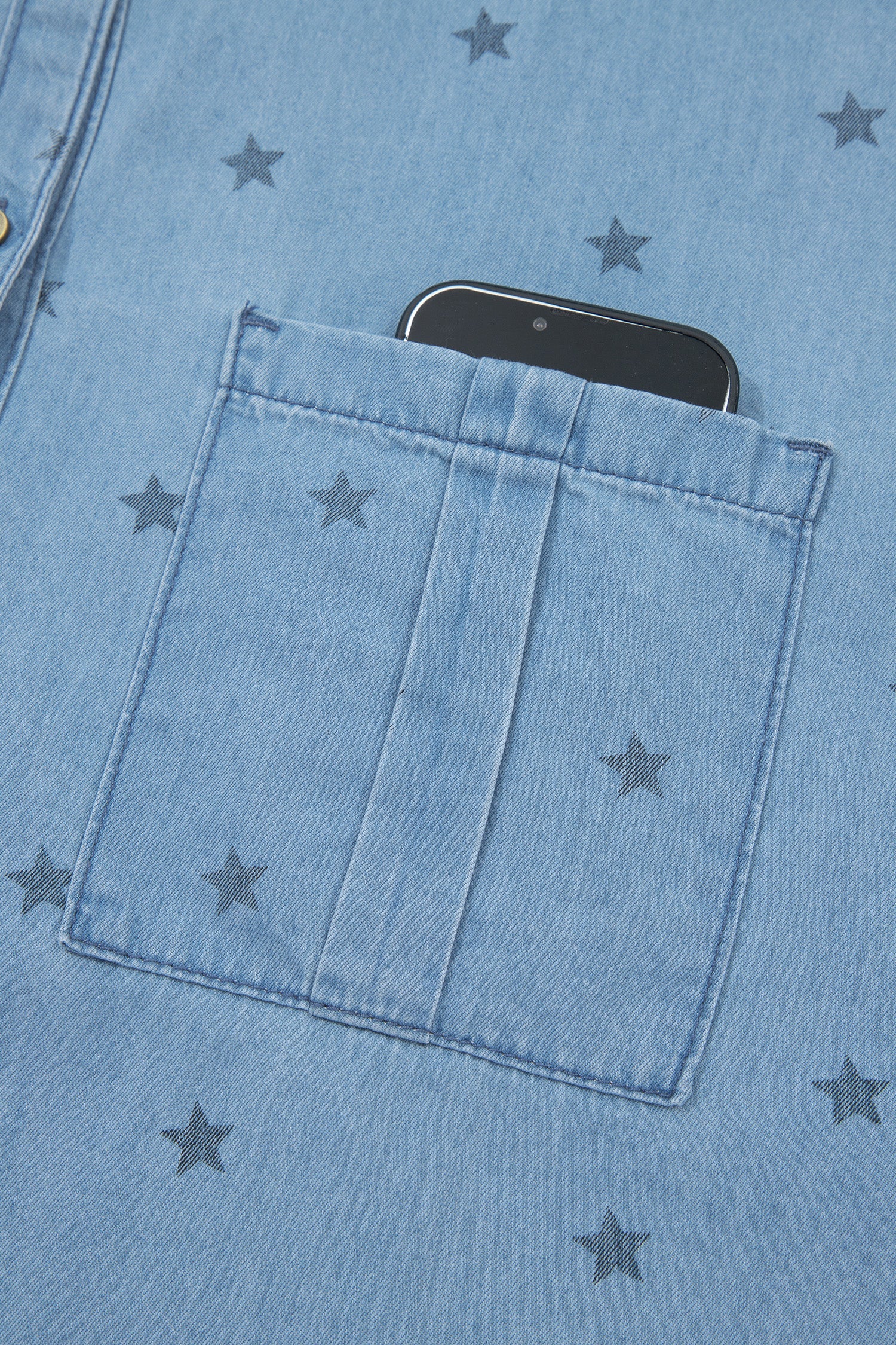 Star Denim Double Chest Pocket Short Sleeve Shirt