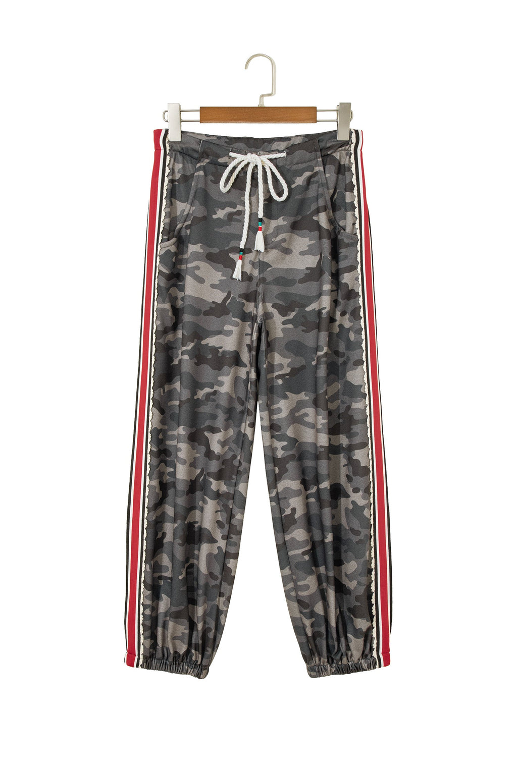 Camo Side Stripe Panel Drawstring Pants