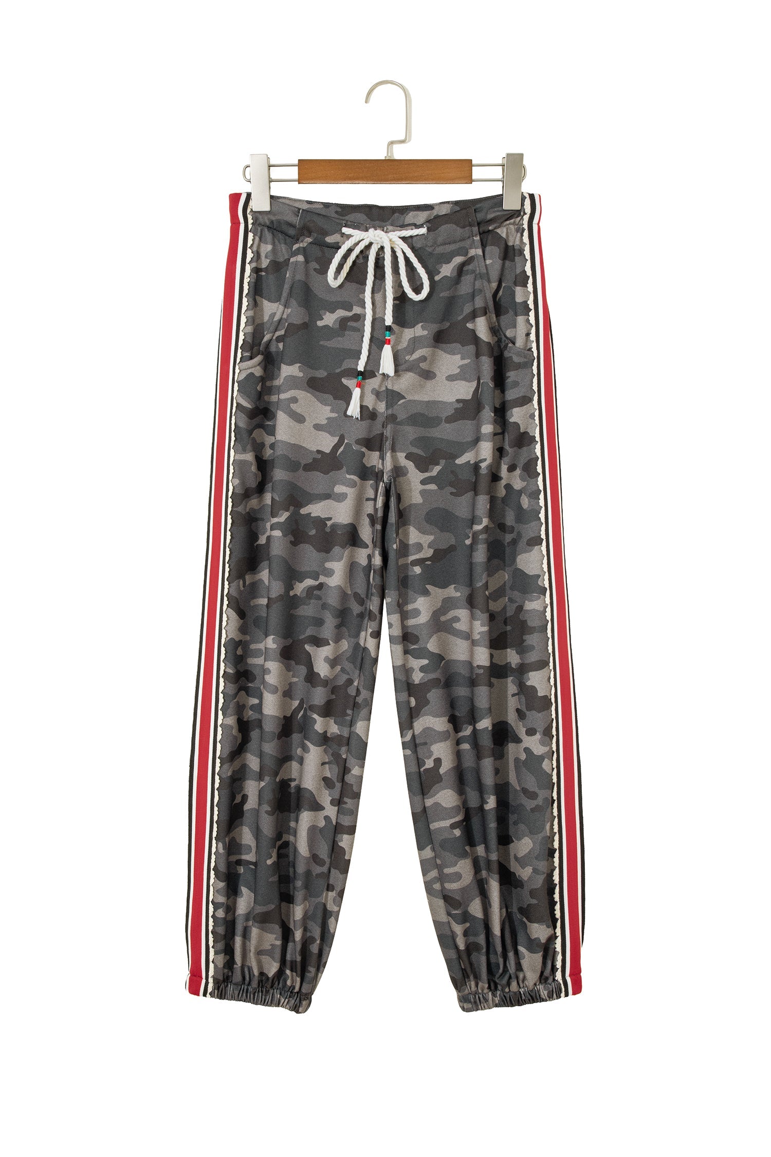 Camo Side Stripe Panel Drawstring Pants