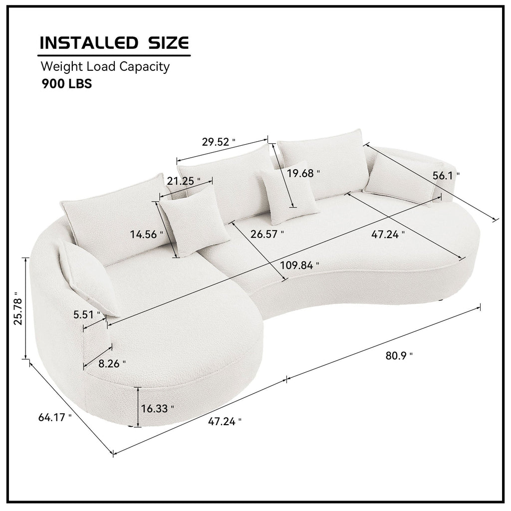 Curved Sofa with Ingenious Shape White