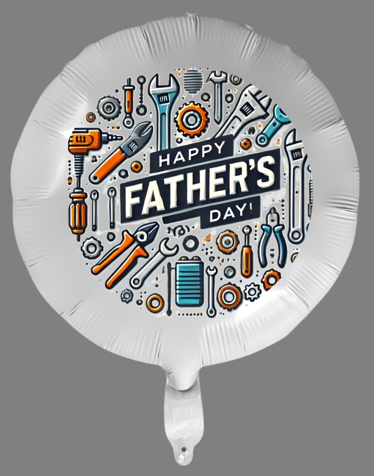 Happy Father's Day with Tools 18-inch Custom Aluminum Foil Balloons - Pack of 3 (Made in USA)