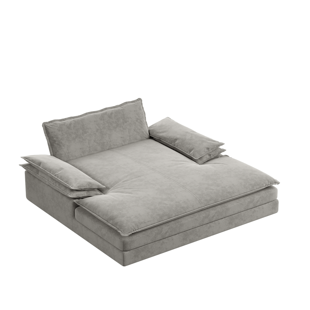 Modern Oversized Double Chaise Lounge Chair,Deep Seat Upholstered Reading Chair with Detachable Design,Chenille Lazy Sofa w/ Large Pillows & Wide Armrests,Suitable for Living Rooms, Apartments,Grey
