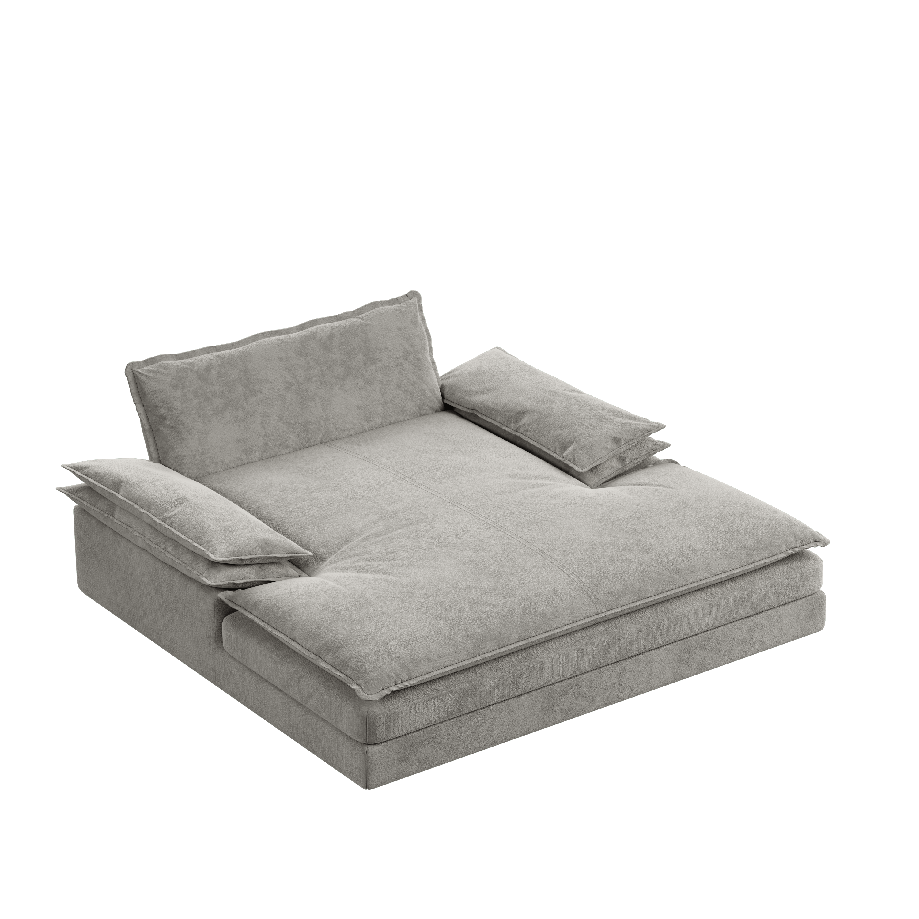 Modern Oversized Double Chaise Lounge Chair,Deep Seat Upholstered Reading Chair with Detachable Design,Chenille Lazy Sofa w/ Large Pillows & Wide Armrests,Suitable for Living Rooms, Apartments,Grey