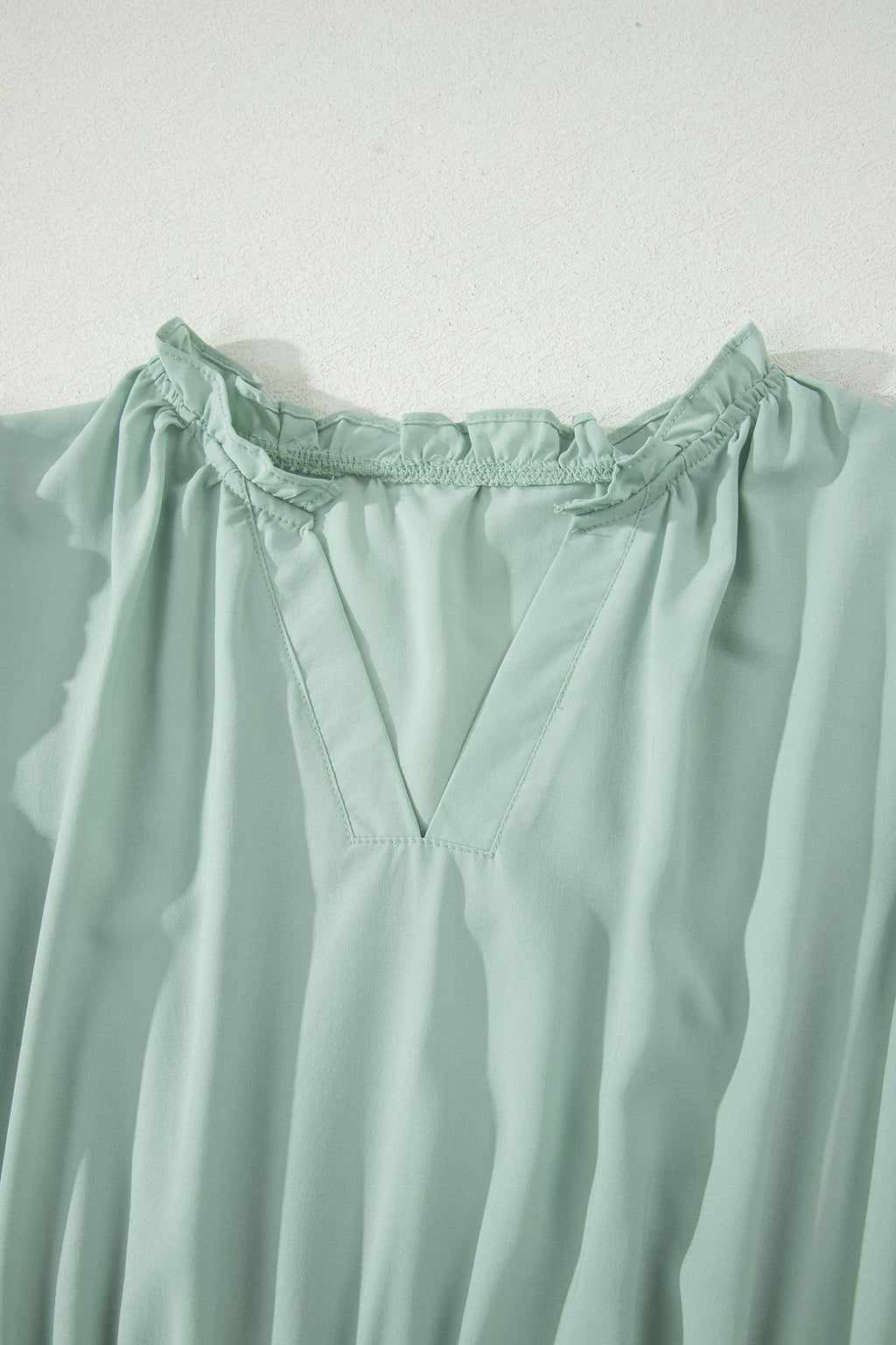 Solid V-Neck Short Puff Sleeve Tiered Maxi Dress
