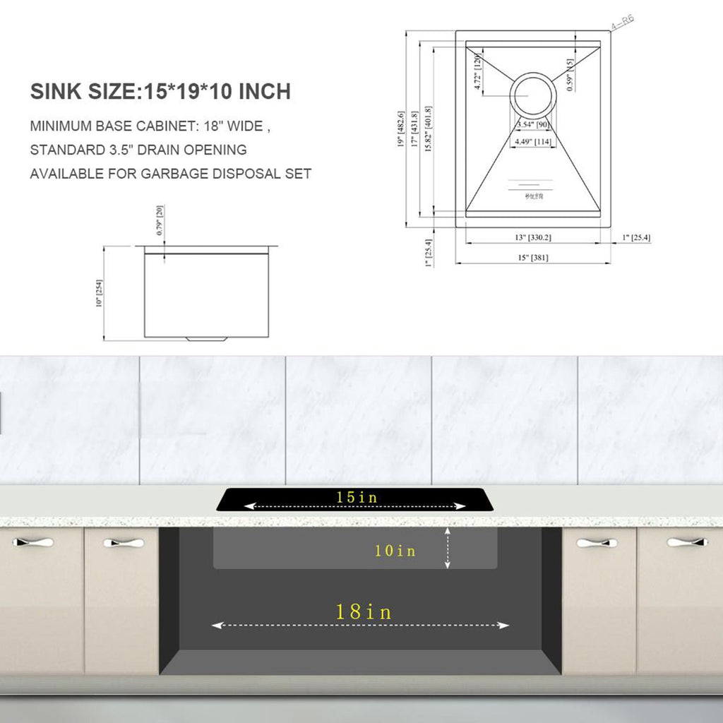 Laundry Workstation Undermount Utility Sink, Deep Single Bowl