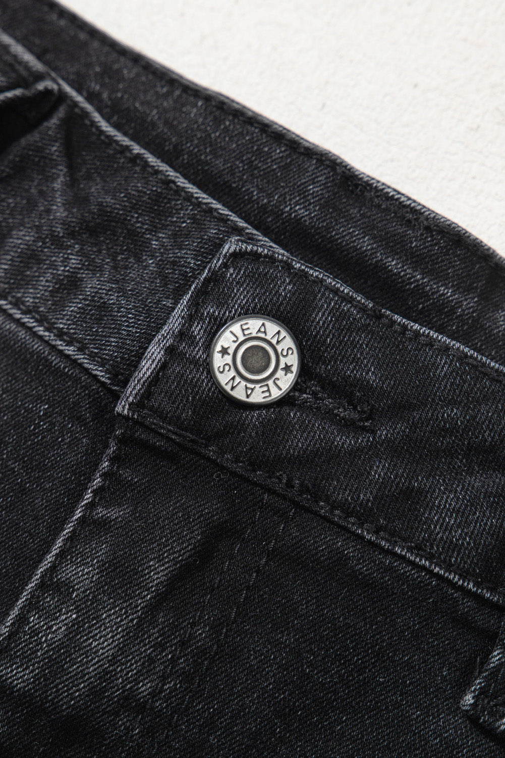Denim Patch Pocket Wide Leg Jeans