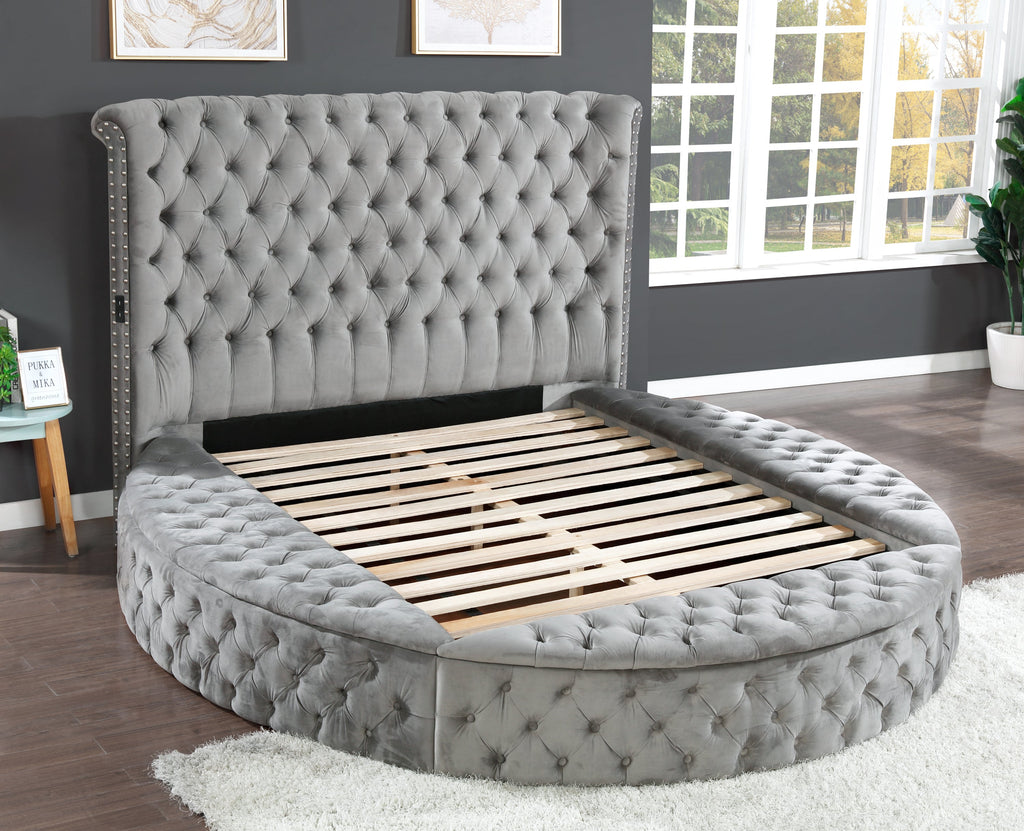 HAZEL Queen 5 Pc Tufted Upholstery Bedroom Set Made with Wood In Gray(CA INVENTORY)