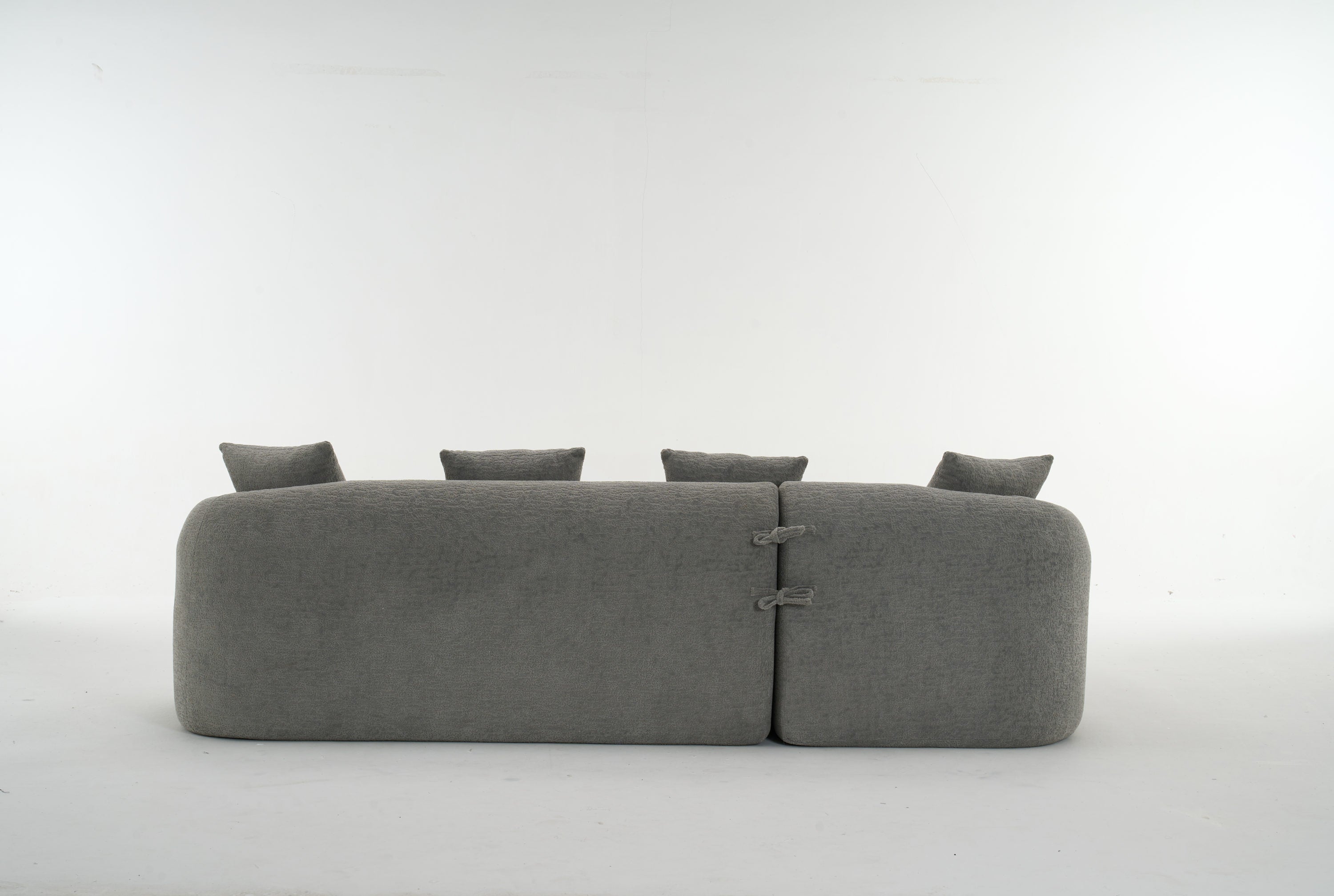 Boneless L-Shape Sectional Sofa with Curved Chaise,Grey Modular Chenille Compression Couch,30D High-Density Foam,Minimalist Modular Couches Sleeper for Living Room Bedroom Apartment Lounge.