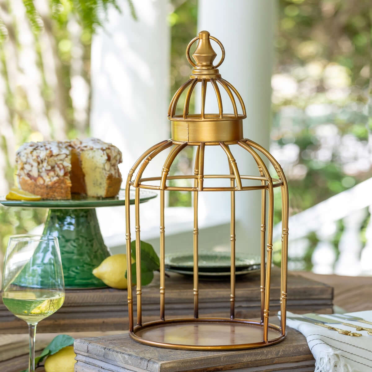 Decorative Vintage Gold Birdcage Centerpiece Stand