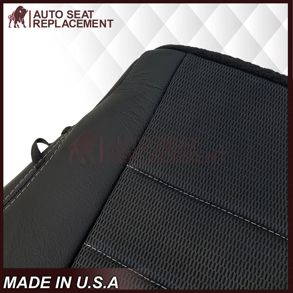 2013 - 2018 Dodge Ram Sport Bottom Dark Gray Cloth W/ Genuine Leather Seat Cover In Dark Gray