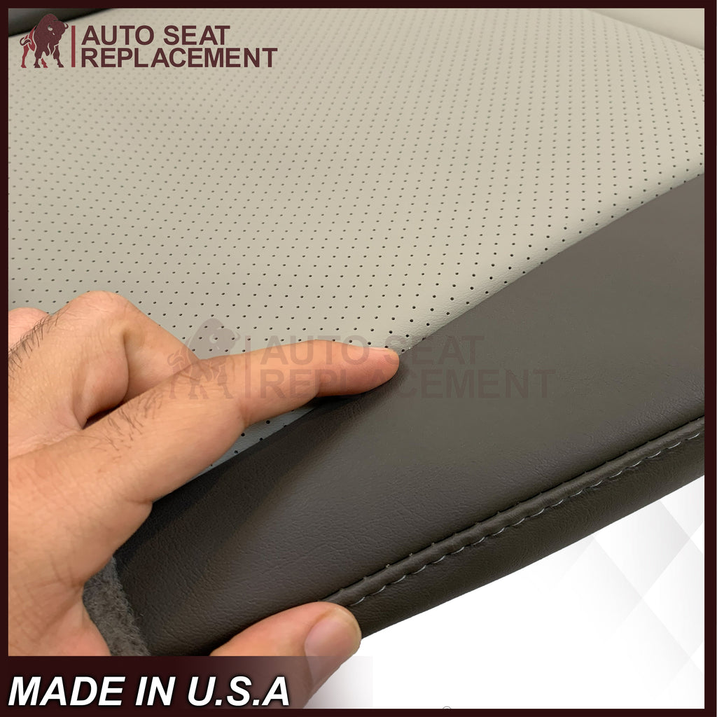 2008-2010 Jeep Grand Cherokee  Front Bottom Synthetic Leather Seat Cover 2 Tone Tan (Dk Khaki/Lt Graystone)