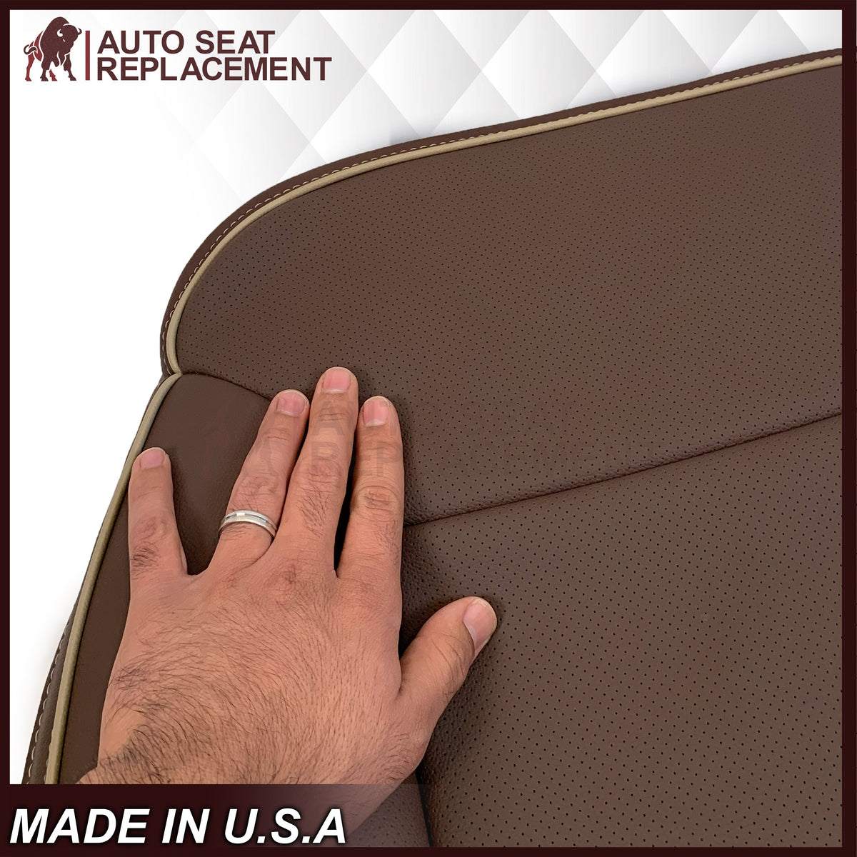2014-2019 Chevy Silverado 1500 2500HD 3500HD High Country Replacement Perforated Genuine Leather OR Synthetic Leather Seat Covers: Brown