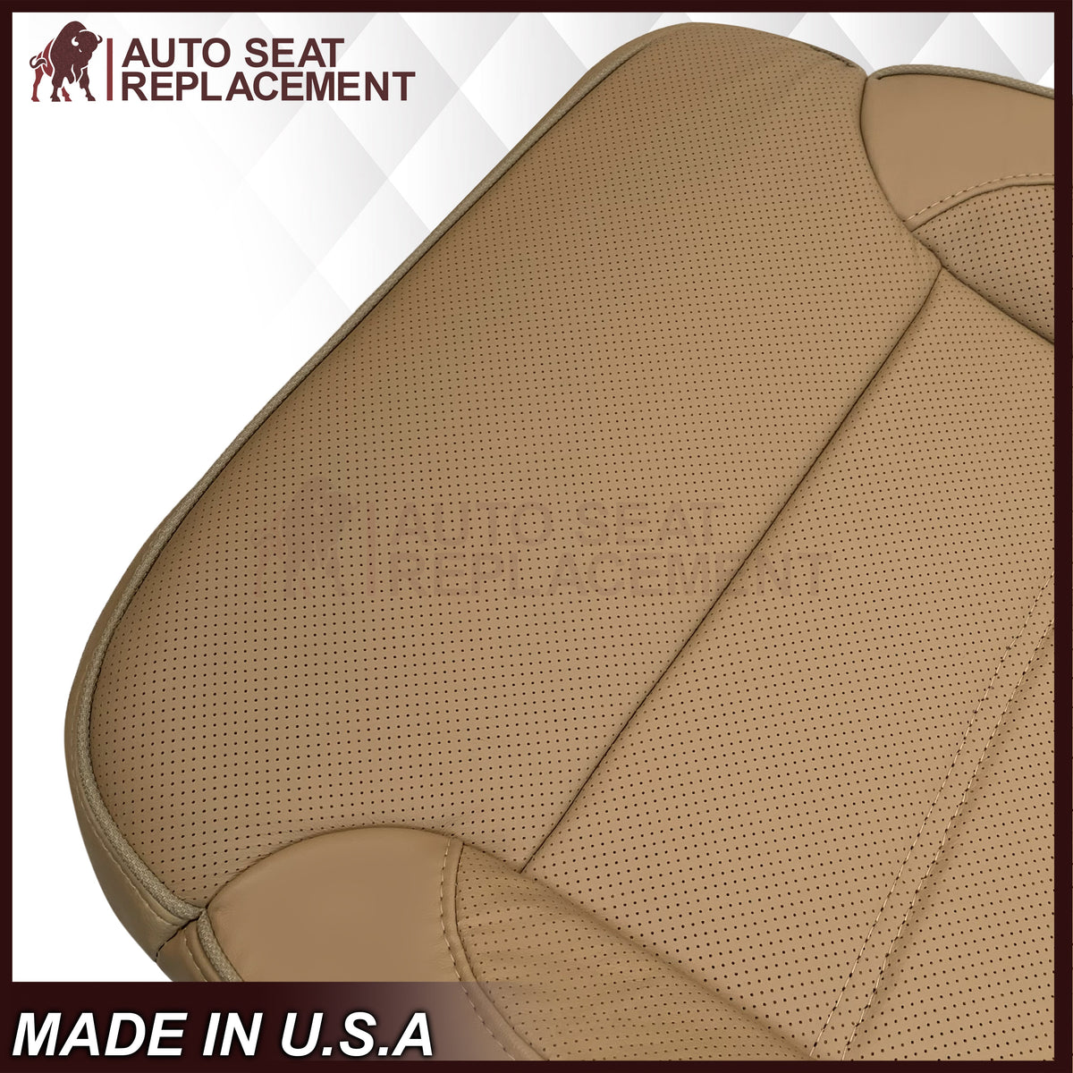 2014-2019 GMC Sierra Denali Perforated Genuine Leather Replacement Seat Cover In Dune Tan