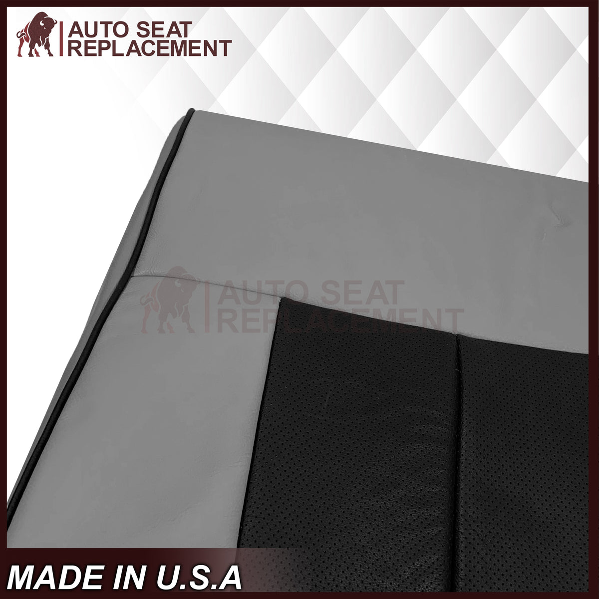 2007 - 2014 Lincoln Navigator Bottom Seat Cover in 2 Tone Gray & Black Leather or Vinyl