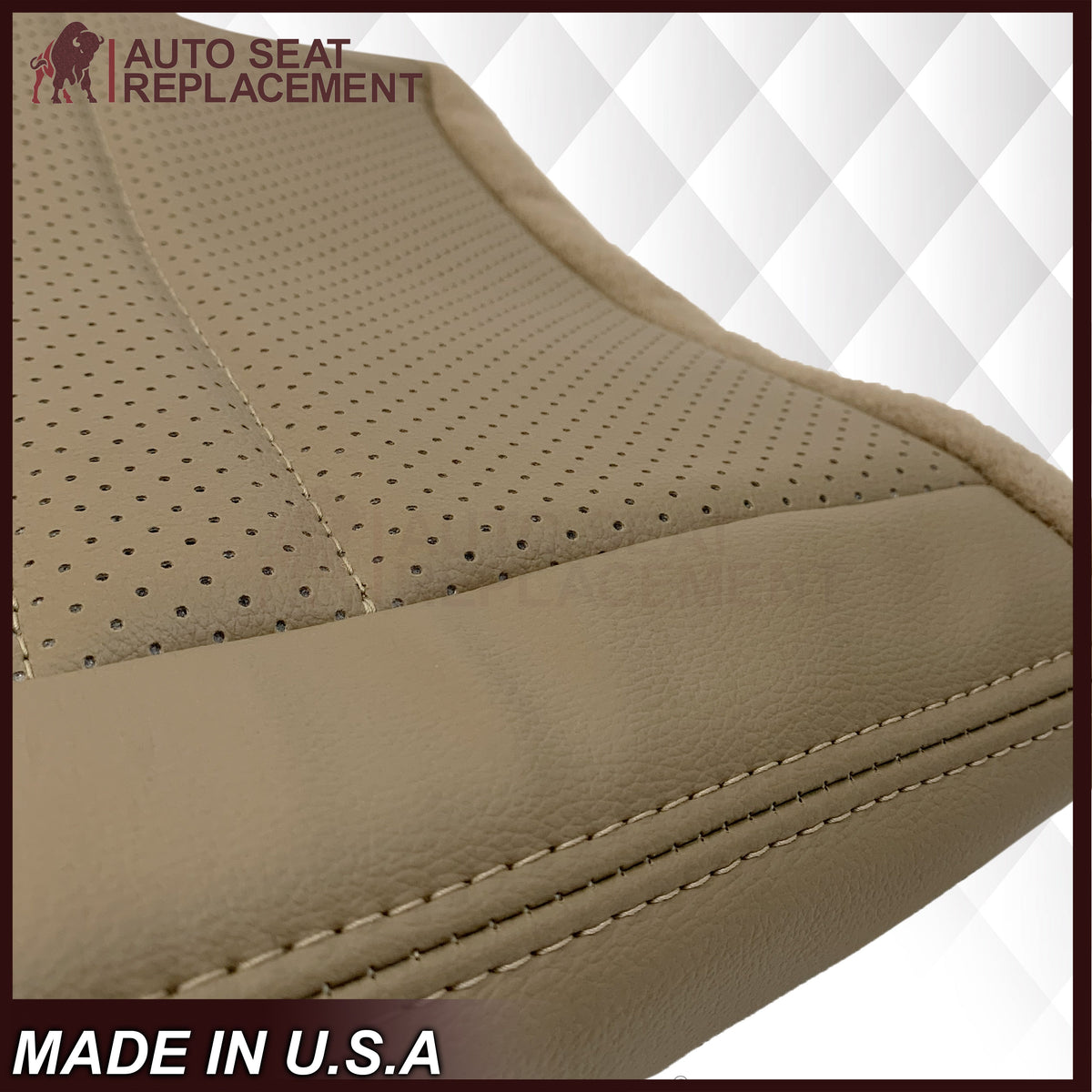 1999-2004 Ford Mustang GT V8 Replacement Cowhide Leather OR Synthetic Leather Seat Cover: Tan, Perforated