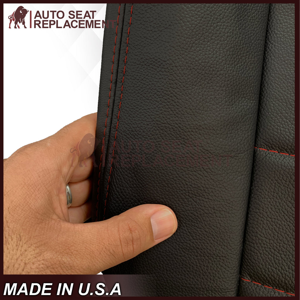 2009 - 2012 Dodge Ram 1500 2500 3500 Laramie Bottom Or Top Replacement Custom Made Seat Cover in Dark Slate (Dark Gray) With Perforated Inserts : Red Logo & Stitching