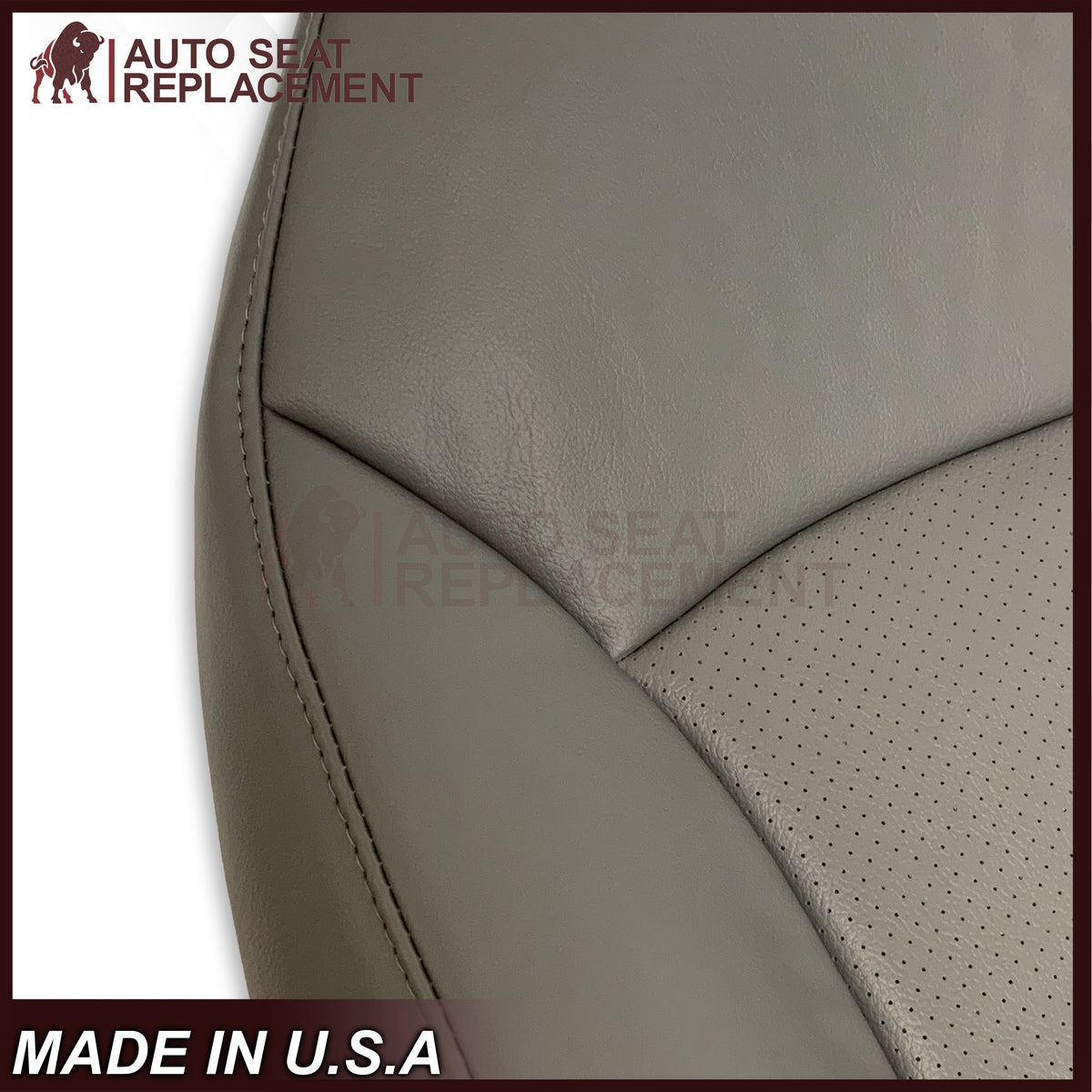 For 2003-2008 Ford E250 Econoline Van Perforated Front Vinyl Replacement Seat Covers in Flint Gray
