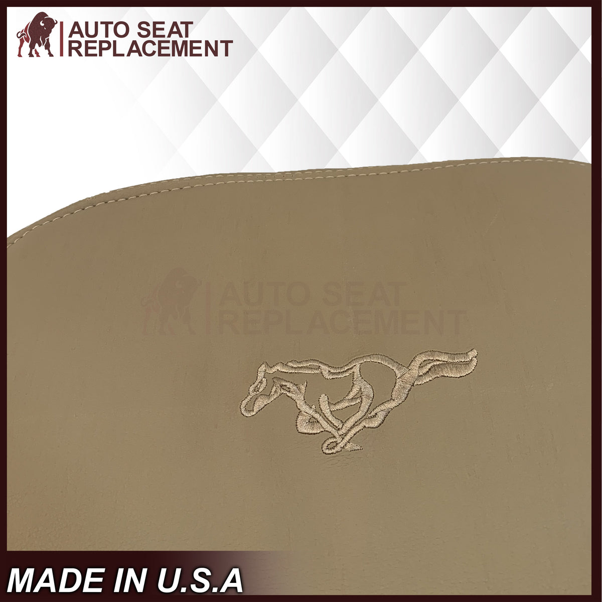 1999-2004 Ford Mustang GT V8 Replacement Cowhide Leather OR Synthetic Leather Seat Cover: Tan, Perforated