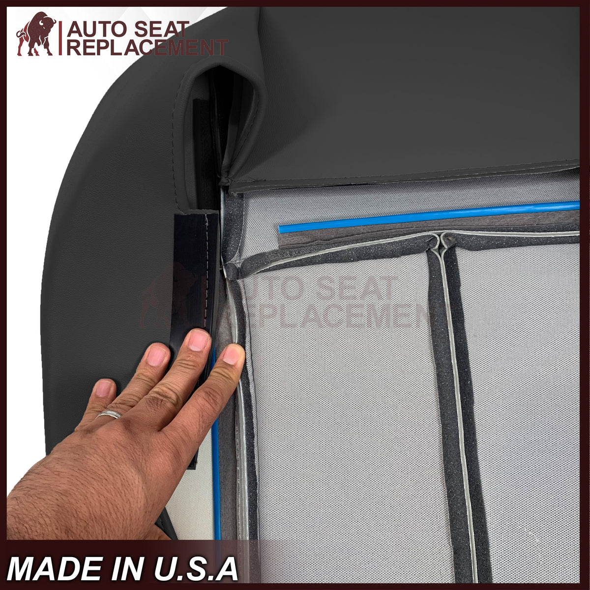 2005 to 2009 For Saab 9-7X SUV Front Base Bottom Syn. Leather Seat Cover In Black