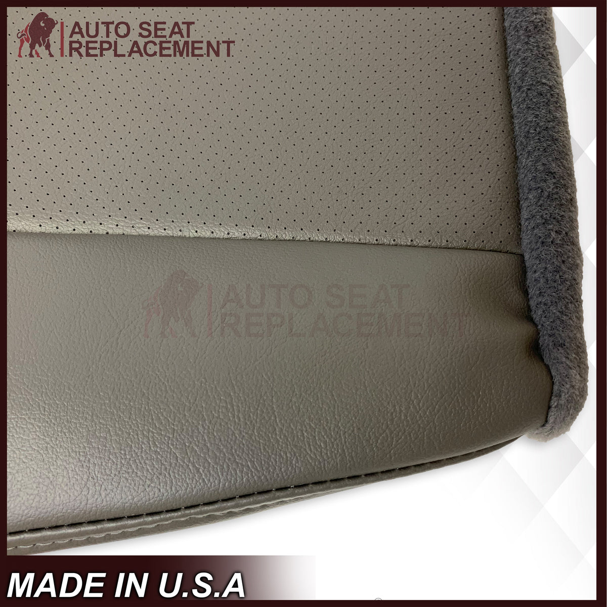 For 2003-2008 Ford E250 Econoline Van Perforated Front Vinyl Replacement Seat Covers in Flint Gray