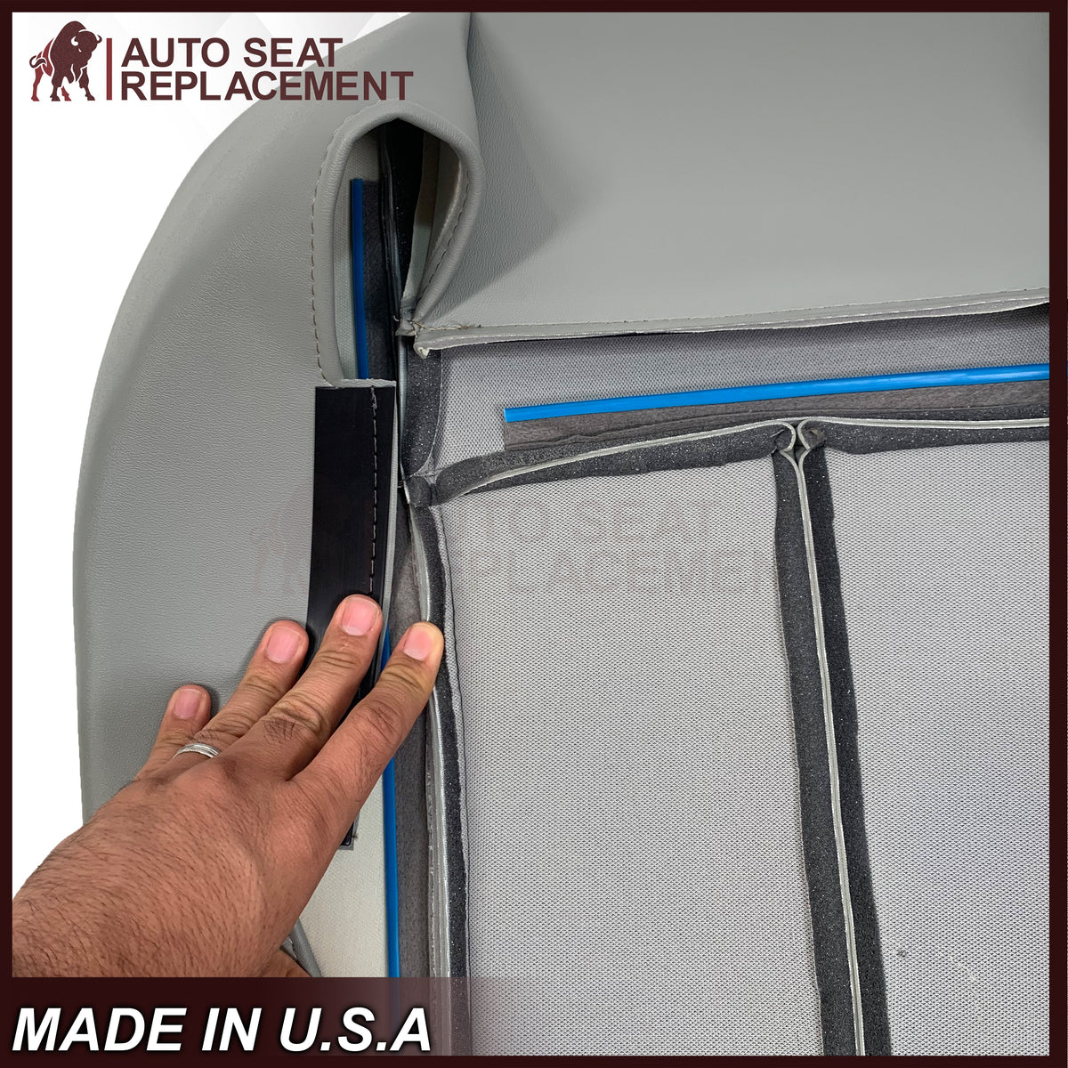 2004-2007 Buick Rainier Leather Replacement Seat Cover In Light Gray